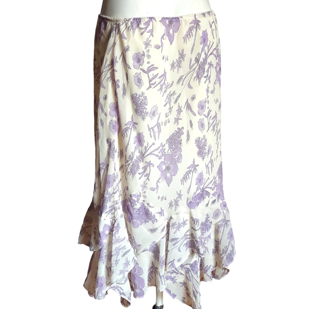 Tres you size 16 flowy fit and flare floral elastic waist ruffle lined skirt
